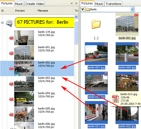 Drag and drop pictures from explorer to slideshow